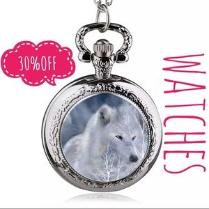 NWOT Quartz Wolf Pocket Watch Chain